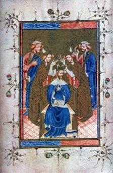 'Crowning of a King', from the Liber Regalis, Westminster Abbey, 14th century, (1937). Artist: Unknown