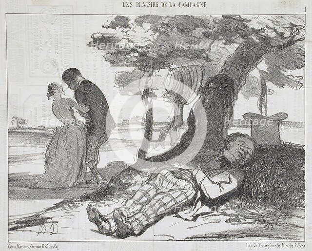 Le mari s'assoupissant, 1853. Creator: Honore Daumier.