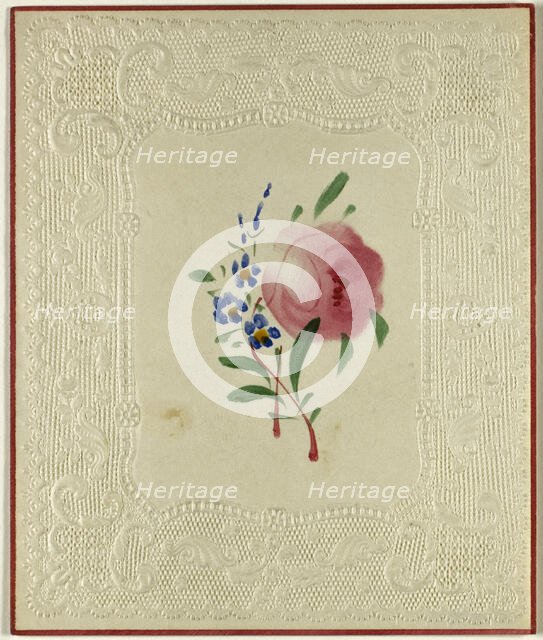 Untitled Valentine (Large Pink and Small Blue Flowers), c. 1840. Creator: Unknown.