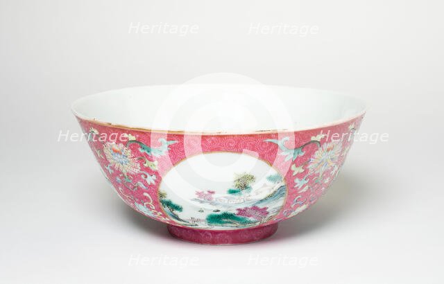 Pink-Ground Medallion Bowl, Qing dynasty (1644-1911), Qianlong reign (1736-1795). Creator: Unknown.