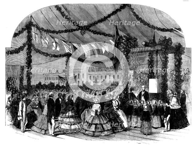 Prince Albert Laying the Foundation-stone of the New Wing of the Licenced Victuallers' Asylum, 1858. Creator: Unknown.