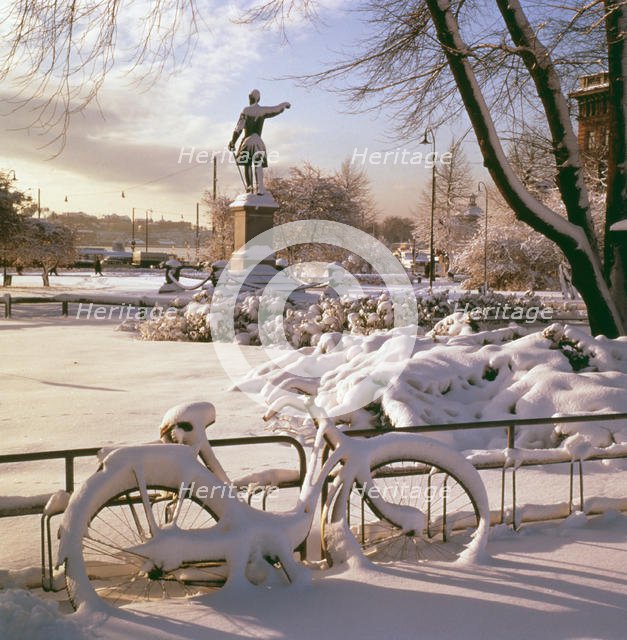 Kungstradgarden, Stockholm, with the statue of Karl XII, Johan Peter Molin, 1968. Creator: Unknown.