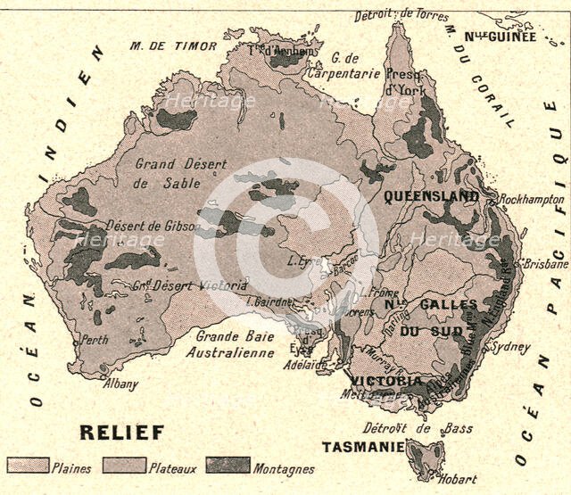''Australie Relief; Les Terres Du Pacifique', 1914. Creator: Unknown.