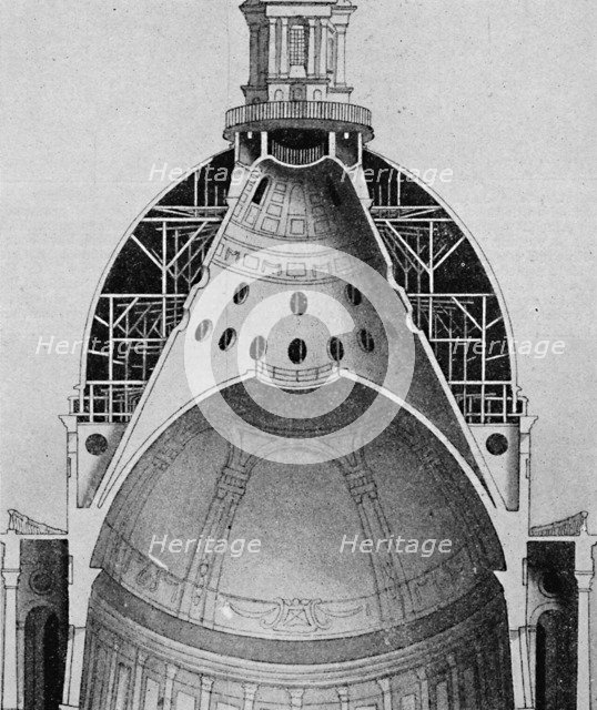 'A sectional drawing of Sir Christopher Wren's great dome', c1934. Artist: Unknown.