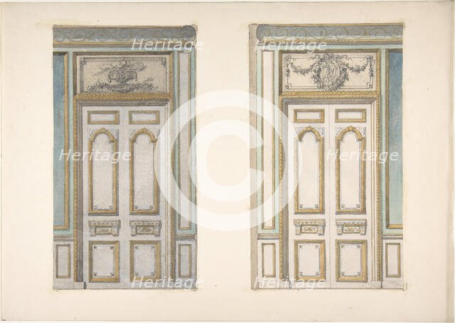 Two Designs for Doorways with Alternate Overdoor Decoration, second half 19th century. Creators: Jules-Edmond-Charles Lachaise, Eugène-Pierre Gourdet.