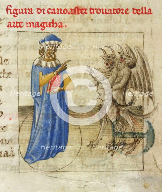 Zoroaster with two demons (Miniature from Pseudo-Aristotle Secretum Secretorum), 1425. Artist: Anonymous  