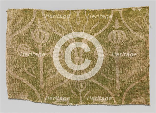 Fragment of Printed Linen, German, 15th century. Creator: Unknown.