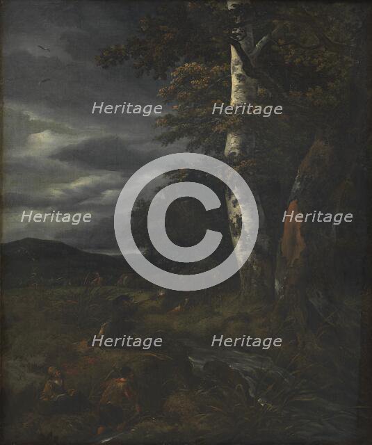 Landscape with a Hunting Scene, 1643-1682. Creators: Jacob van Ruisdael, Johannes Lingelbach.