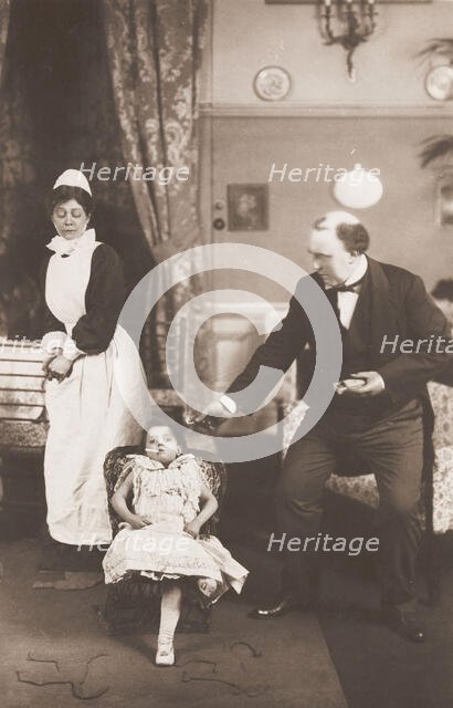 Edward Garratt in character as "The little stranger"; performs a scene, c1906. Creator: Unknown.