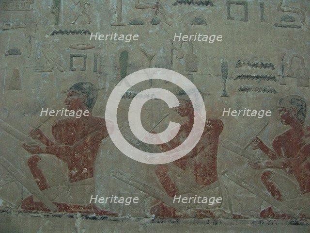 The Scribes. Relief from Mastaba of Akhethotep at Saqqara, Old Kingdom, 5th Dynasty, ca 2494-2345 BC