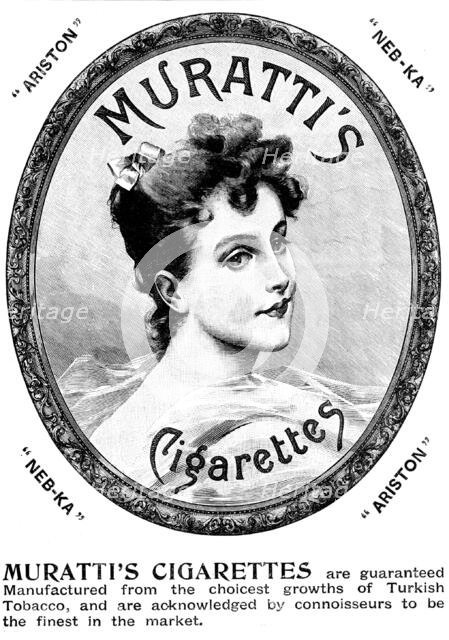 Advertisement for Muratti's Cigarettes, 1895. Creator: Unknown.