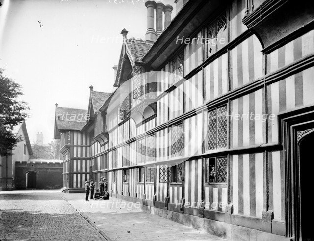 Boys Reading outside Bablake Hospital, Coventry, West Midlands, c1860-c1922. Artist: Henry Taunt