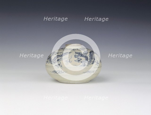Blue and white waterpot with dragons, Vietnam, first half of 15th century. Artist: Unknown
