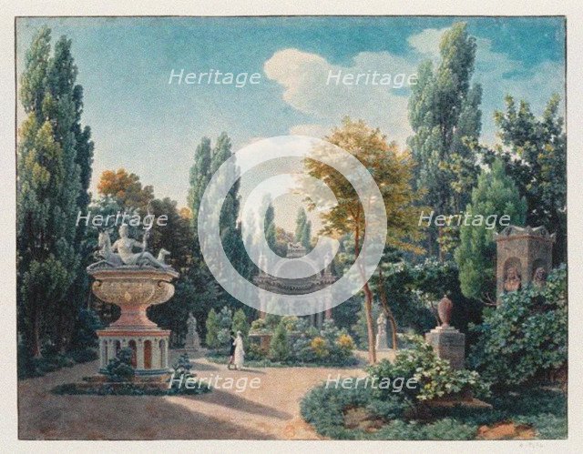 Monument of Diane de Poitiers in the Jardin du cloître des Petits-Augustins, 1815. Artist: Vauzelle, Jean-Lubin (1776-1837)