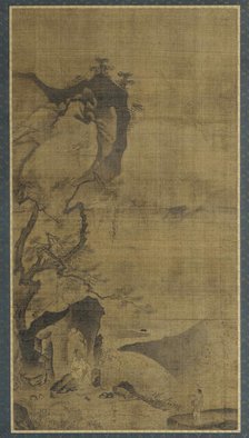 Landscape: mountains and water; a figure under a pine tree, 16th-early 17th century. Creator: Unknown.