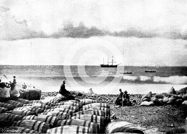 The Island of Montserrat (West Indies) - barquentine "Hilda" loading lime juice, 1895. Creator: Unknown.
