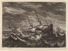 Sailing Boats in a Tempest, c. 1638. Creator: Boetius Adams Bolswert.