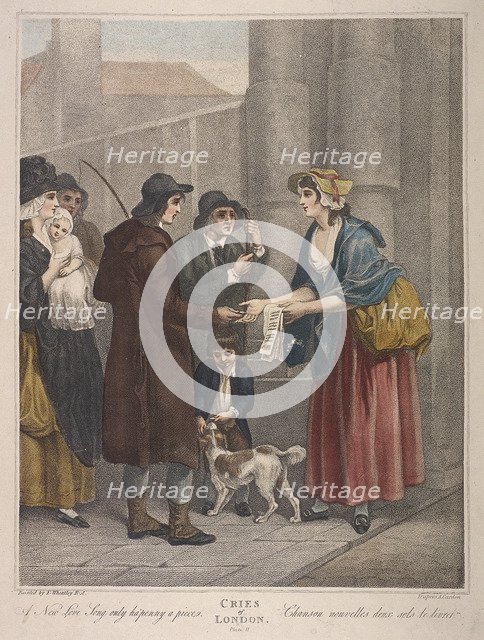 'A New Love Song only ha'penny a piece', Cries of London, c1870. Artist: Anon