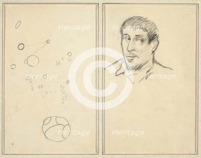 Circles and Numbers; Self-Portrait [recto], 1884-1888. Creator: Paul Gauguin.