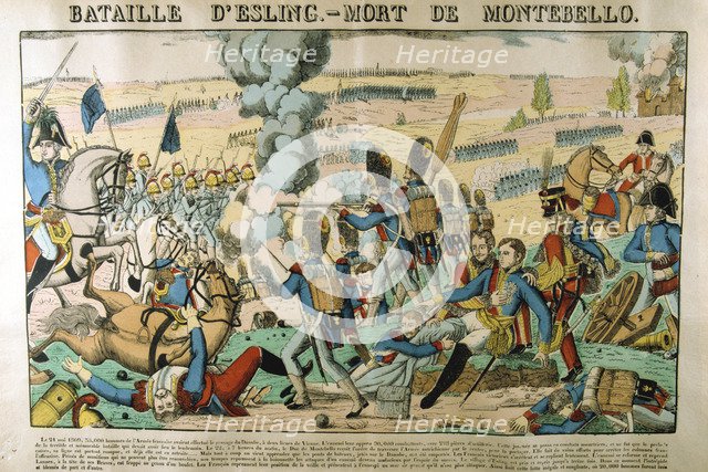 'Battle of Essling - Death of Montebello', 21 May 1809, (c1835). Artist: Francois Georgin