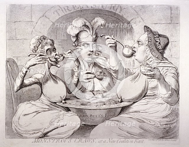George III feeding himself on guineas, London, 1787. Artist: Anon