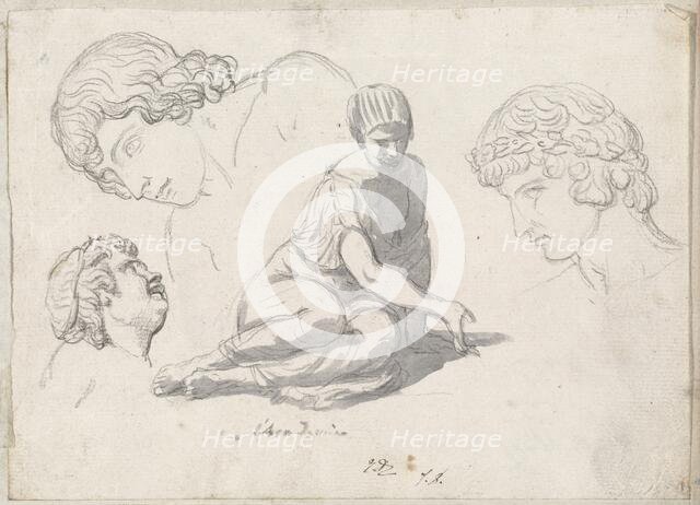 Dice-Thrower and Other Studies after Ancient Sculptures, 1775/80. Creator: Jacques-Louis David.