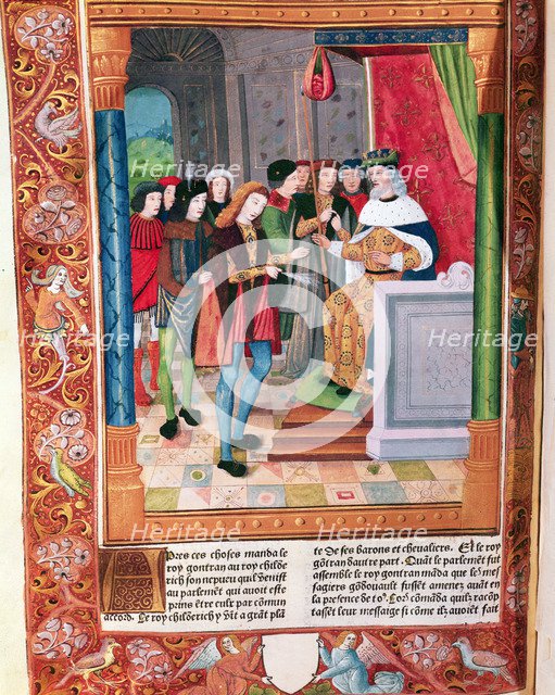 Gontran, king of Burgundy (561-592), appoints as his successor to the throne Childebert II, his n…