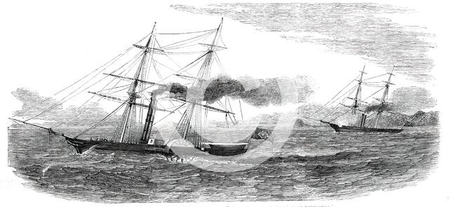 The Brazilian Steam-Brig "Pacquete de Santos" captured by H.M. Steam-Sloop "Rifleman", 1850. Creator: Unknown.