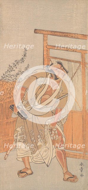 The Actor 2nd Nakamura Sukegoro as a Man Bearing a Black Lacquer Letter Box, ca. 1774. Creator: Shunsho.