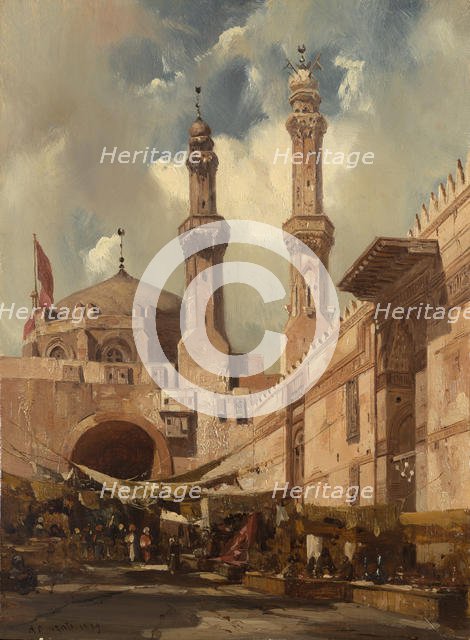 A Cairo Bazaar, 1839. Creator: Adrien Dauzats.