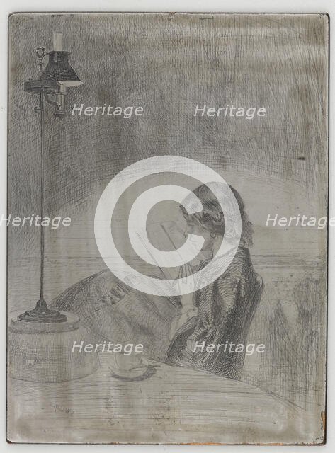 Reading by Lamplight, 1858. Creator: James Abbott McNeill Whistler.