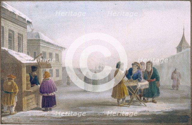 Street Tobacco Vendor at the Tobacco Store, 1825. Artist: Pluchart, Eugéne (1809-1880)
