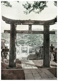 Stone torii, Suwa Temple, Nagasaki, Japan, 1904. Artist: Unknown