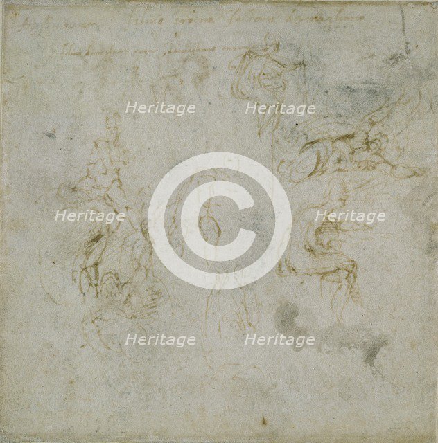 Recto: Eight Figure Studies. Verso: Figure Study, c1490-1560. Creator: Michelangelo Buonarroti.