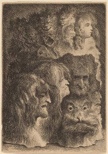 Fantastic Heads, 1638. Creator: Jacob III de Gheyn.