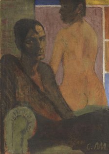 Self-Portrait with back act, ca 1929. Creator: Mueller, Otto (1874-1930).