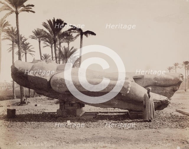Statue of Ramesses II Resting on Its Back at Memphis, 19th century. Creator: Pascal Sébah.