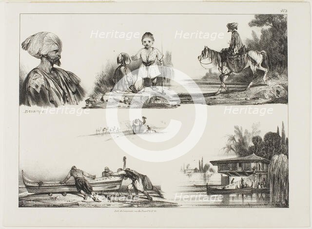 Sheet of Sketches, No. 3, c. 1830. Creator: Alexandre Gabriel Descamps.