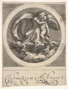 Jupiter, seated above two eagles and embracing Cupid, a round composition from a serie..., ca. 1590. Creator: Cherubino Alberti.