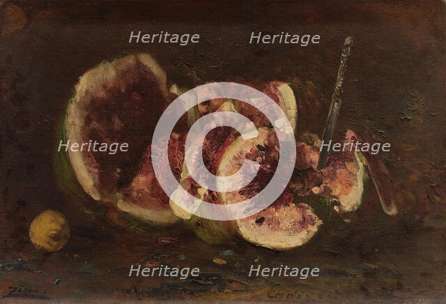 Nature morte aux pastèques et couteau. Creator: Felix Francois Georges Philibert Ziem.