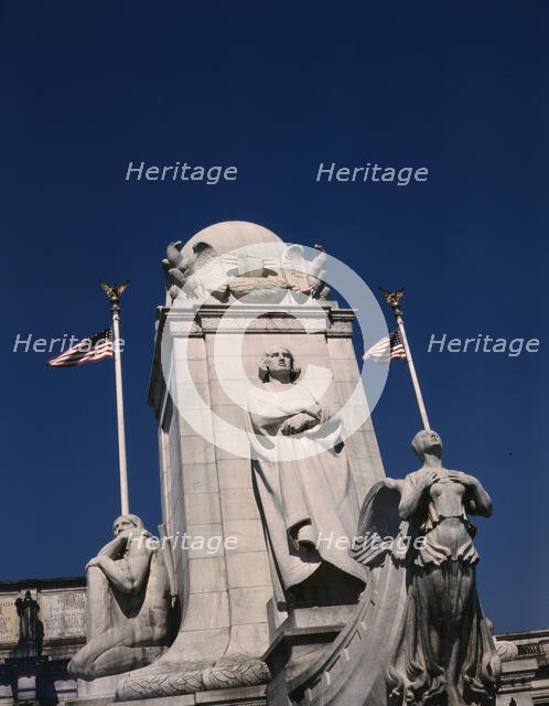 Columbus Statue in front of Union Station, Washington, D.C., ca. 1943. Creator: Unknown.