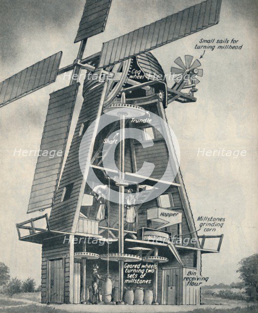 'A Smock Windmill in Stuart Days', c1934. Artist: Unknown.