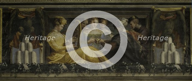 Concert with singer accompanied by harp lute and flute, 1550-1552. Creator: Niccolò dell'Abate (1509/12-1571).