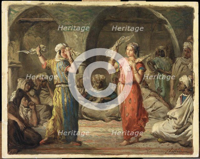 Moroccan dancers. The Handkerchief Dance, 1849. Creator: Chassériau, Théodore (1819-1856).
