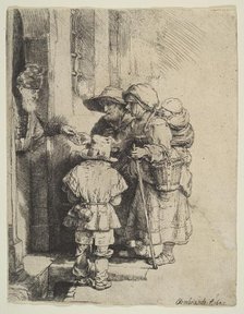 The Blind Hurdy-Gurdy Player and Family Receiving Alms, 1648. Creator: Unknown.