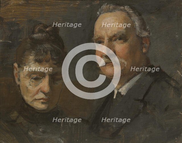 Unknown woman with unknown man, c19th century. Creator: Edvard Perseus.