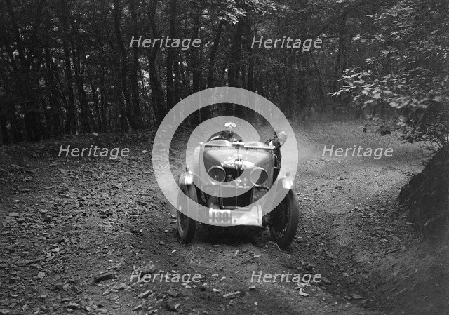 MG J2 competing in the B&HMC Brighton-Beer Trial, Fingle Bridge Hill, Devon, 1934. Artist: Bill Brunell.