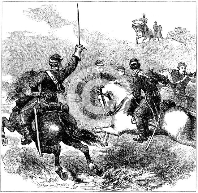 General Sheridan at Cedar Creek, Virginia, American Civil War, 1864 (c1880). Artist: Unknown