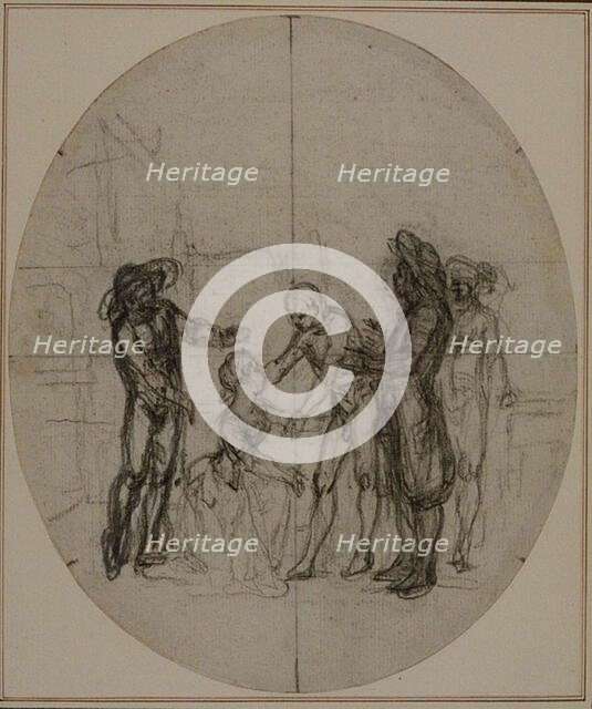 Study for a second edition, never published, of Colle's "La Partie de Chasse de Hen..., before 1766. Creator: Hubert Francois Gravelot.