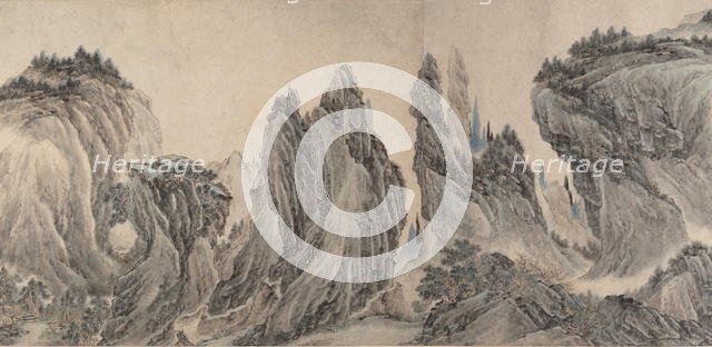 Landscape after Dong Yuan, Juran, Ma Yuan, and Xia Gui, dated yiwei ??, 1655?. Creator: Li Zai.